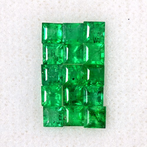 2.07 Cts Natural Top Lustrous Rich Green Emerald Square Cut Lot Zambia 3 mm Gem