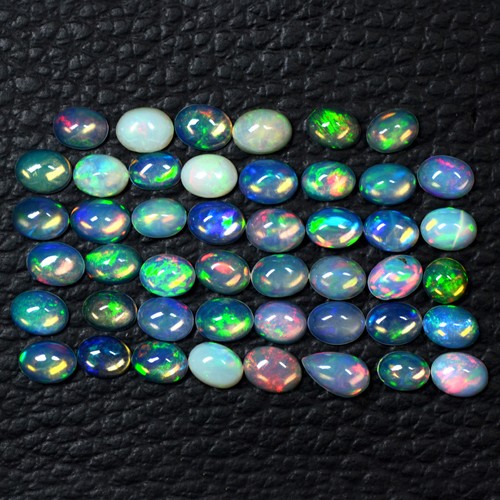 5.03 Cts Natural Lustrous Sharp Multicolor Rainbow Fire Opal Oval Cab Lot 4x3 mm