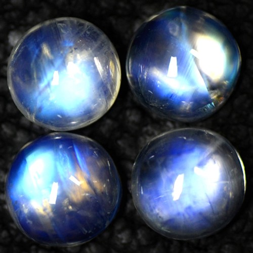 10.48 Cts Natural Rich Blue Fire Rainbow Moonstone Round Cab Lot 8 mm Indo-Bihar