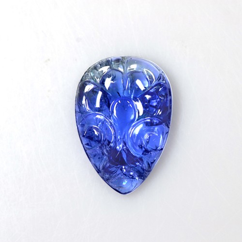 17.14 Cts Natural Bi Color Blue Tanzanite Handmade Pear Carving Unheated Gems