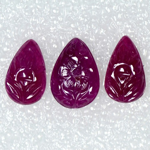 23.71 Cts Natural Lustrous Top Pink Red Ruby Hand Made Pear Carving Set Oldmogok