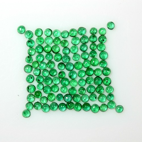 3.70 Cts Natural Lustrous Green Emerald Round Cabochon Lot 2 mm Zambia Untreated