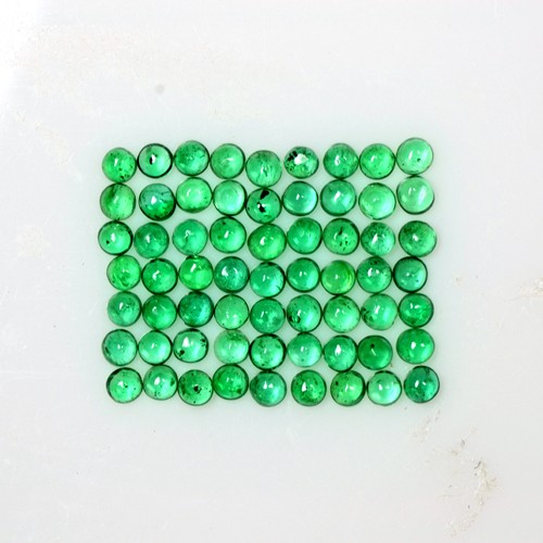 3.08 Cts Natural Lustrous Green Emerald Round Cabochon Lot 2 mm Zambia Untreated