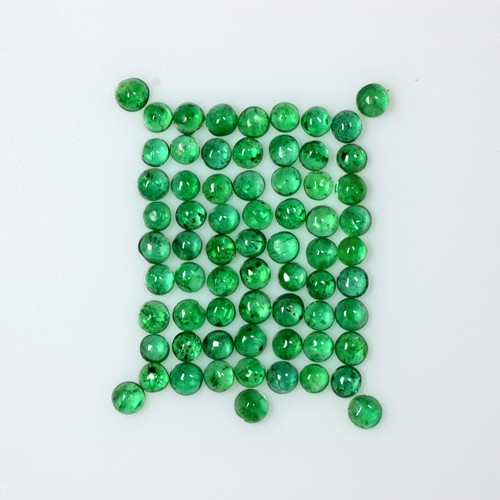 4.13 Cts Natural Lustrous Green Emerald Round Cabochon Lot 2.5 mm Zambia Mined