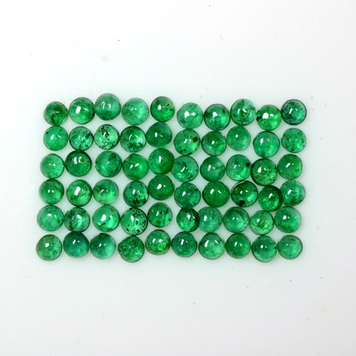 4.78 Cts Natural Lustrous Green Emerald Round Cabochon Lot 2.5 mm Zambia Mined