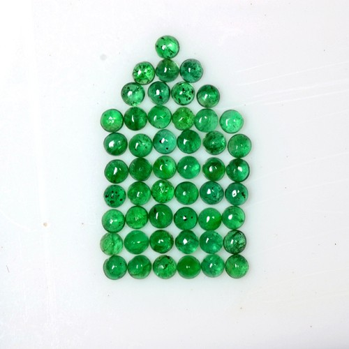 4.37 Cts Natural Lustrous Green Emerald Round Cabochon Lot 2.5 mm Zambia Mined