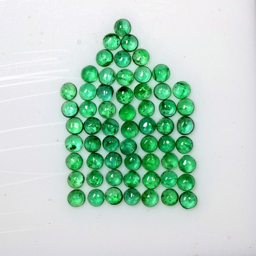 4.94 Cts Natural Lustrous Green Emerald Round Cabochon Lot 3 mm Zambia Mined Gem