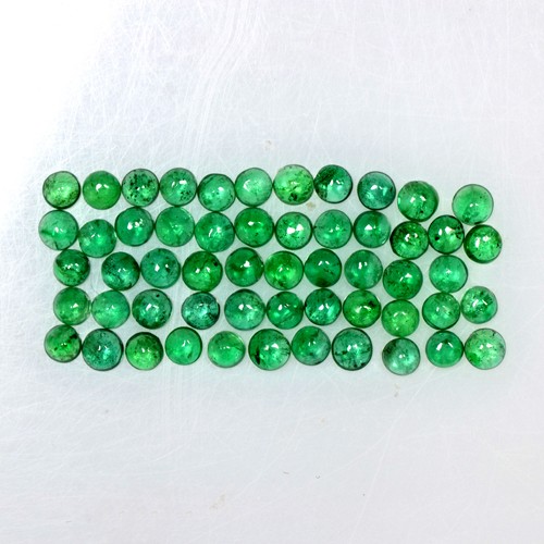 5.49 Cts Natural Lustrous Green Emerald Round Cabochon Lot 3 mm Zambia Gemstone