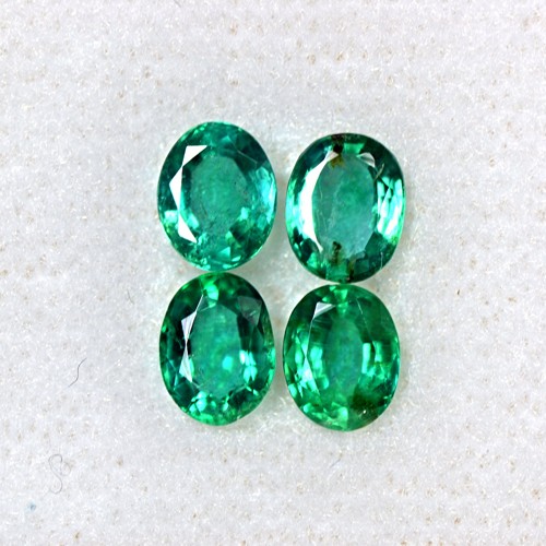 1.52 Cts Natural Lustrous Top Quality Green Emerald Oval Cut Lot Zambia 5x4 mm