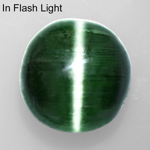 5.34 Cts Natural Lustrous Sharp Deep Green Tourmaline Cats Eye Round Cab Brazil