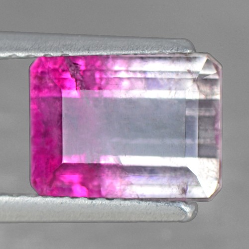 2.13 Cts Natural Lustrous Bi Color Tourmaline Emerald Cut Brazil Loose Gemstone