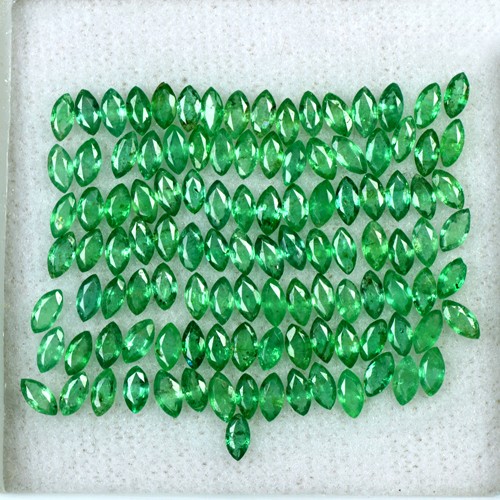 8.57 cts Natural Lustrous Top Green Marquise Cut Lot Emerald Gems 4x2 mm Zambia