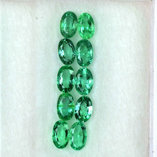 2.66 cts Natural Lustrous Top Green Oval Cut Lot Emerald 5x3 mm Zambia Gemstone