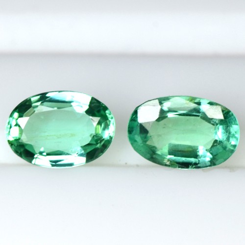 0.90 Cts Natural Top Green Emerald Oval Cut Pair Untreated Zambia 6x4 mm Gems