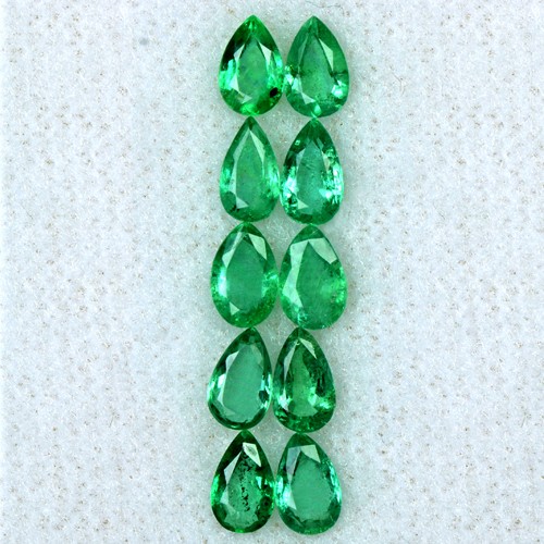 2.08 Cts Natural Top Rich Green Emerald Pear Cut Lot Untreated Zambia 5x3 mm Gem