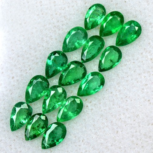 2.76 Cts Natural Top Rich Green Emerald Pear Cut Lot Untreated Zambia 5x3 mm Gem