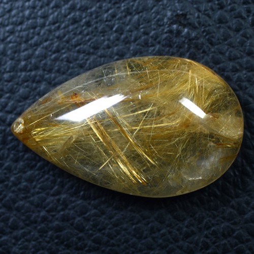 29.25 Cts Natural Top Gold Fibers Rutile Quartz Pear Cab Brazil Loose Gemstone