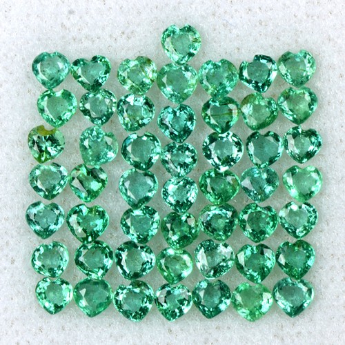 4.66 Cts Natural Top Green Emerald Loose Gemstone Heart Cut Lot 3 mm Zambia