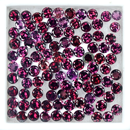 31.48 Cts Natural Top Rhodolite Garnet Round Cut Lot Madagascar Gemstone 4 mm