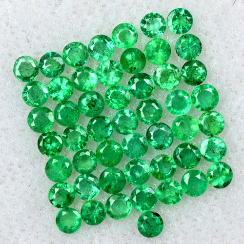 2.23 Cts Natural Top Green Emerald ROund Cut Lot Zambia Untreated 2 mm Gemstone