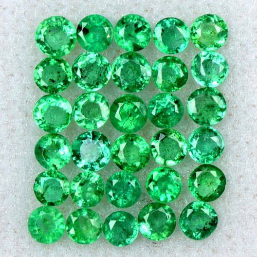 1.91 Cts Natural Top Green Emerald Round Cut Lot Zambia Gemstone 2 up to 2.5 mm