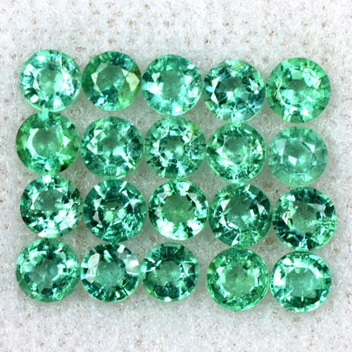 1.99 Cts Natural Top Green Emerald Round Cut Lot Zambia Gemstone 3 mm Untreated