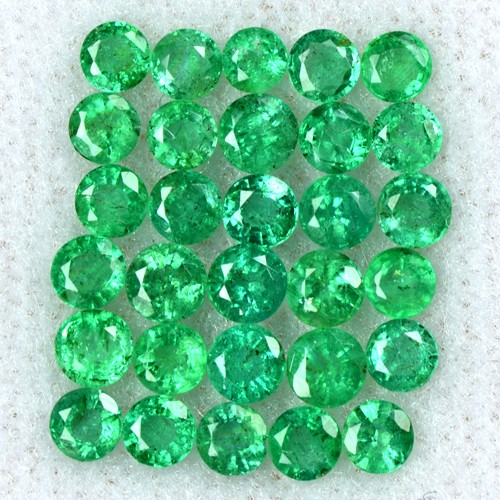 3.12 Cts Natural Top Green Emerald Round Cut Lot Zambia Loose Gemstone Size 3 mm