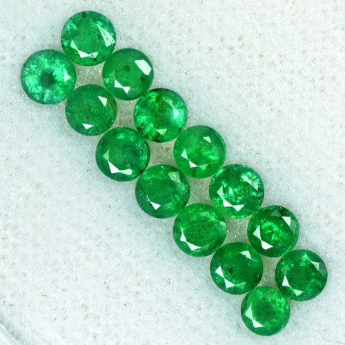 2.45 Cts Natural Top Green Emerald Round Cut Lot Zambia Gemstone 3 upto 3.5 mm