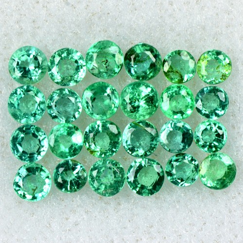 1.80 Cts Natural Top Green Emerald Round Cut Lot Zambia 2 upto 2.5 mm Untreated