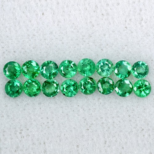 1.86 Cts Natural Top Green Emerald Round Cut Lot Zambia 3 mm Gemstone Untreated