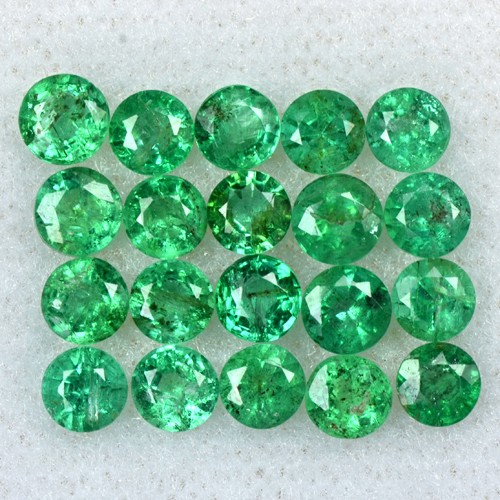 3.35 Cts Natural Top Green Emerald Round Cut Lot Zambia Size 3 upto 3.5 mm Loose