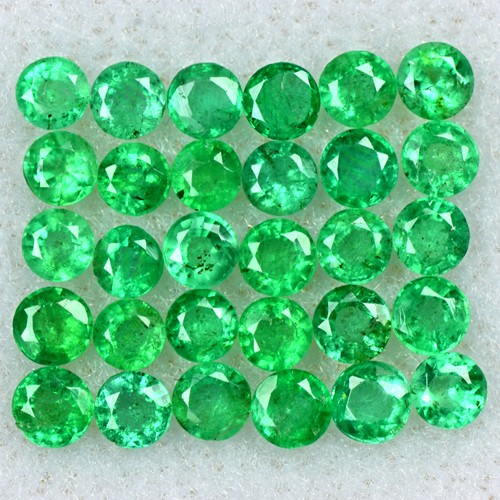 2.08 Cts Natural Top Green Emerald Round Cut Lot Zambia Size 2 upto 2.5 mm Loose