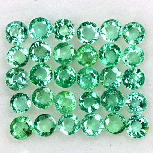 2.35 Cts Natural Top Green Emerald Round Cut Lot Zambia Size 2 upto 2.5 mm Loose