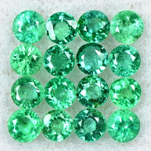 2.18 Cts Natural Top Quality Emerald Round Cut Lot Zambia Size 3 mm Untreated