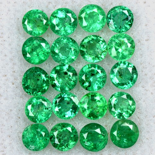 2.66 Cts Natural Top Quality Emerald Round Cut Lot Zambia Size 3 mm Untreated