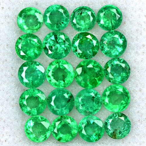 3.38 Cts Natural Top Quality Emerald Round Cut Lot Zambia Size 3 upto 3.5 mm Gem