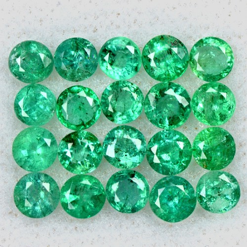 3.47 Cts Natural Top Quality Emerald Round Cut Lot Zambia Size 3 upto 3.5 mm Gem