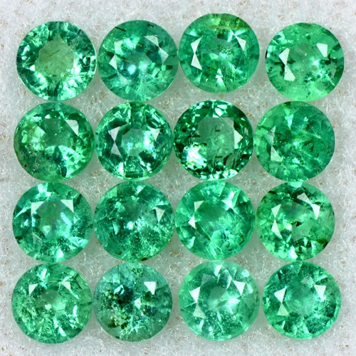 1.80 Cts Natural Top Quality Emerald Round Cut Lot Zambia Size 3 mm 16 Pieces