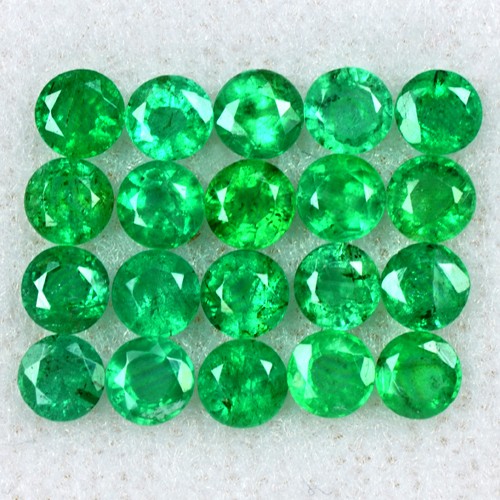 2.71 Cts Natural Top Quality Emerald Round Cut Zambia Size 3 mm 20 Pieces Lot