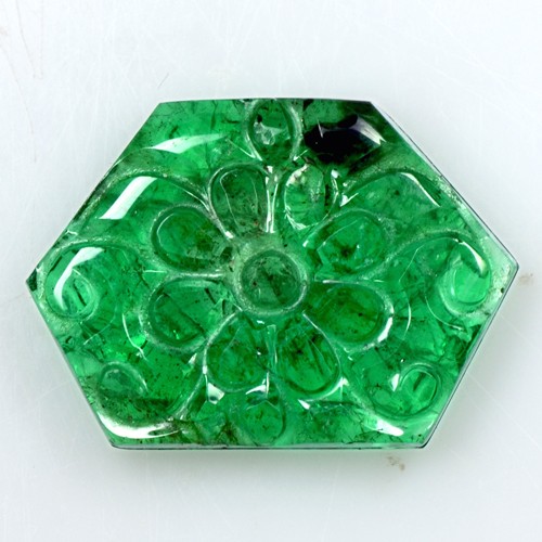 13.18 Cts Natural Top Green Emerald Hand Made Carving Zambia Untreated Gemstone