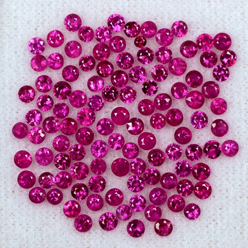 8.27 Cts Natural Red Ruby Loose Gemstone Diamond Round Cut Lot Oldmogok 2.5 mm