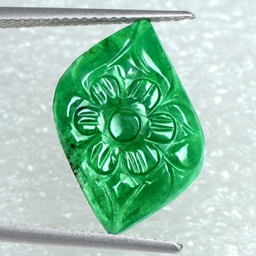 5.27 Cts Natural Green Emerald Loose Top Gemstone Carving Fancy Zambia Untreated