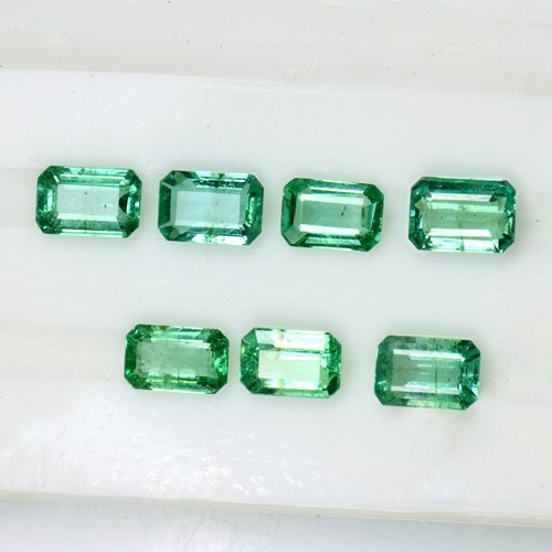 3.48 Cts Natural Top Green Emerald Cut Loose Gemstone Octagon Lot 6x4 mm Zambia