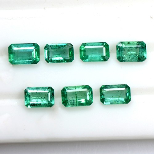 3.58 Cts Natural Fine Green Emerald Cut Loose Gemstone Octagon Lot 6x4 mm Zambia