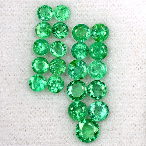 5.96 Cts Natural Top Green Emerald Round Cut Lot Zambia Untreated 3.6 upto 5.3mm