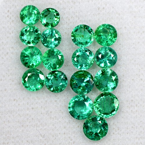 4.79 Cts Natural Top Green Emerald Round Cut Lot Zambia Untreated 3.7 upto 4.5mm
