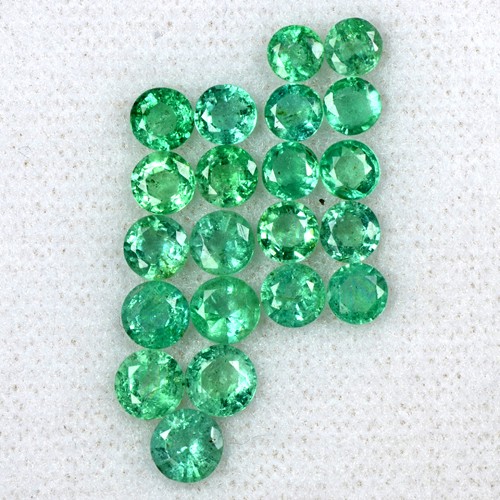 5.34 Cts Natural Green Emerald Top Untreated Gemston Round Cut Lot 21 Pcs Zambia