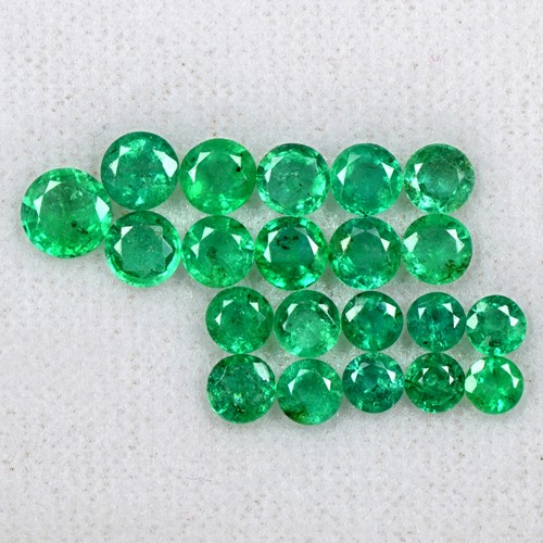 6.73 Cts Natural Emerald Untreated Gemstone Round Cut Lot 3.5 upto 5.5 mm Zambia