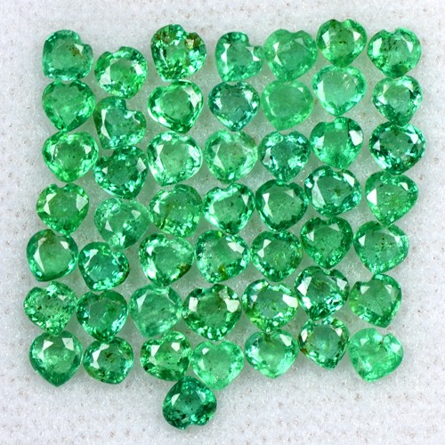 4.39 Cts Natural Fine Emerald Loose Gemstone 3 mm Heart Cut Lot 50 Pcs Zambia