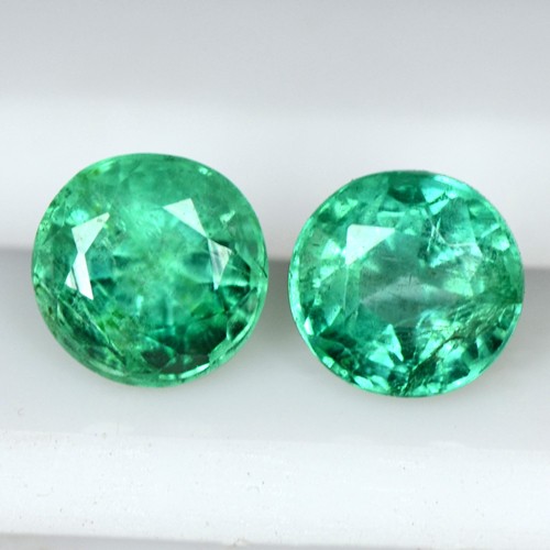 0.87 Cts Natural Untreated Green Emerald Zambia Round Cut Pair 4.5 mm Gemstone